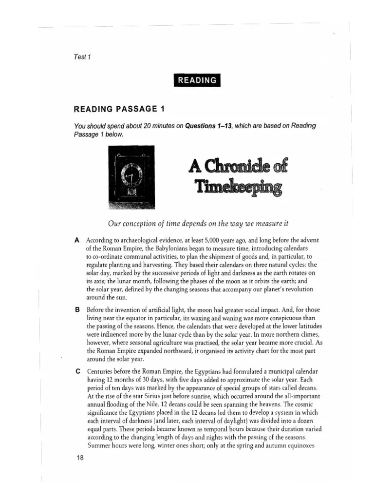 Reading Passage 1 A Chronicle of Timekeeping PDF