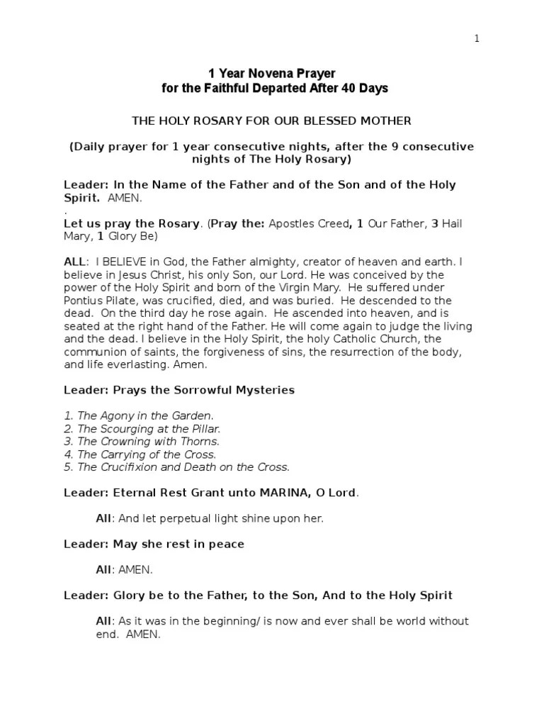Novena Prayer for the Dead After 40 Days (1) Rosary God The Father
