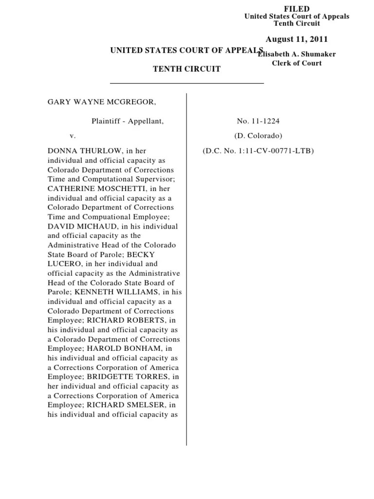 McGregor v. Thurlow, 10th Cir. (2011) Sentence (Law