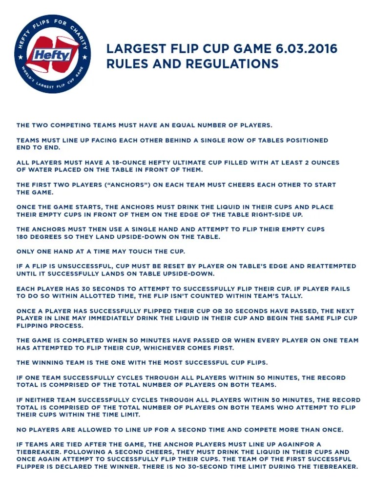 Largest Flip Cup Game Rules PDF