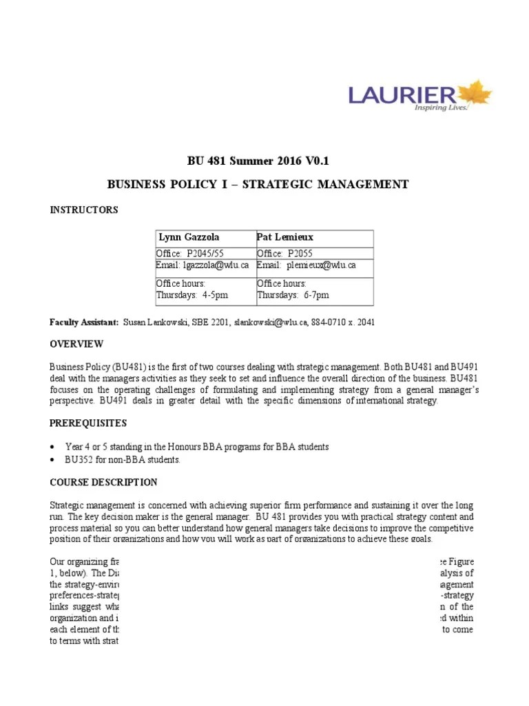BU 481 2016S Course Syllabus Final Strategic