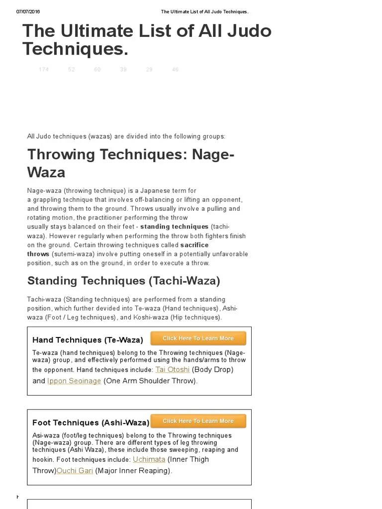 The Ultimate List of All Judo Techniques PDF Combat Sports Grappling