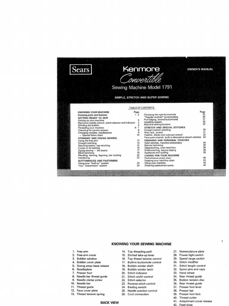 Kenmore Manual | PDF | Sewing Machine | Seam (Sewing)