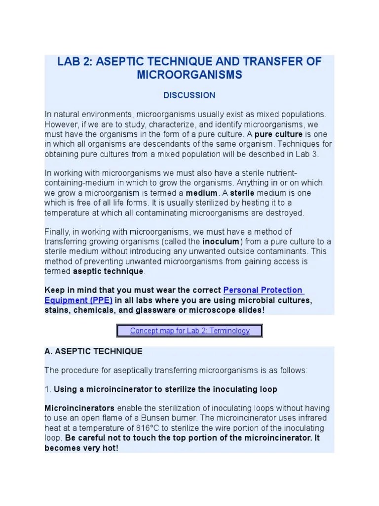 Aseptic Transfer Technique PDF Growth Medium Clinical Pathology
