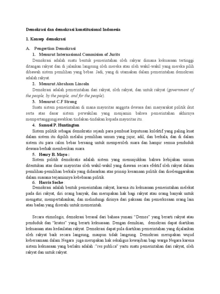 Demokrasi Dan Demokrasi Konstitusional Indonesia | PDF