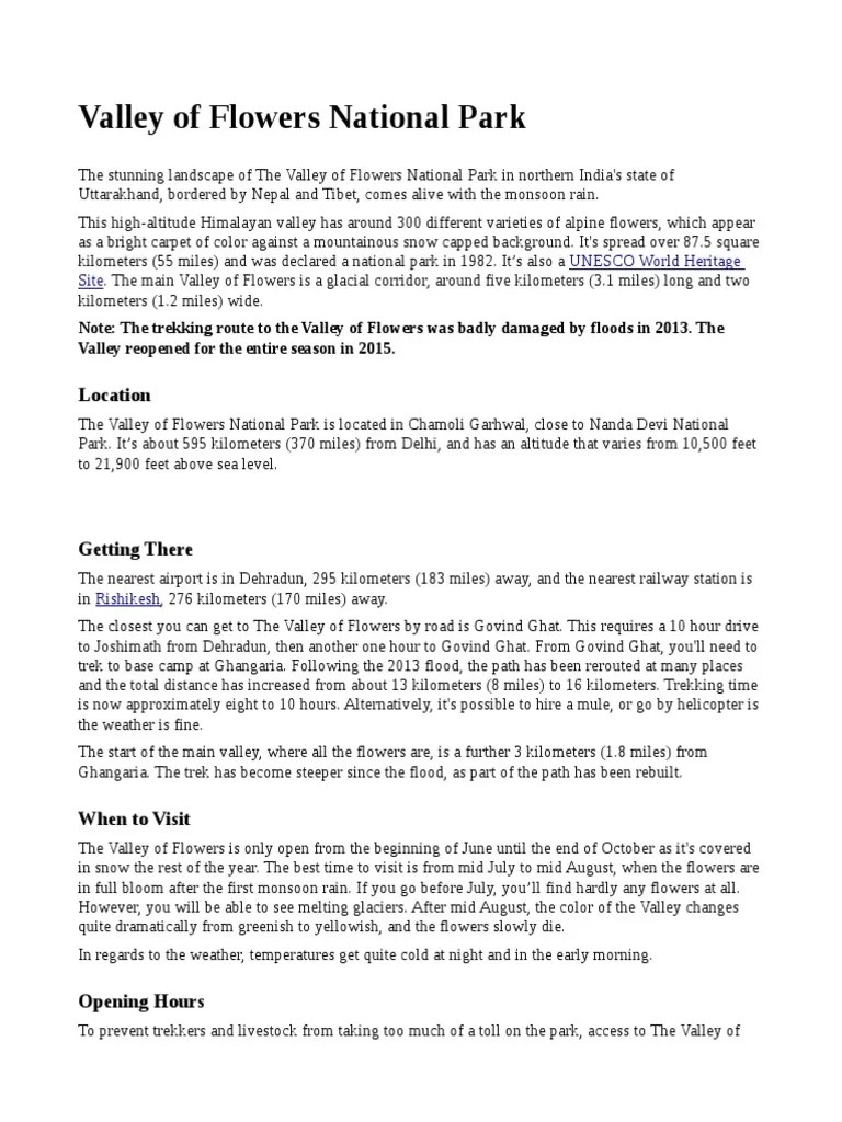 Valley of Flowers PDF Nature