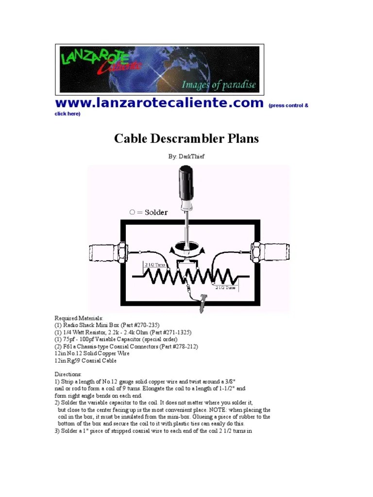 Electronics Hacking How to descramble cable?