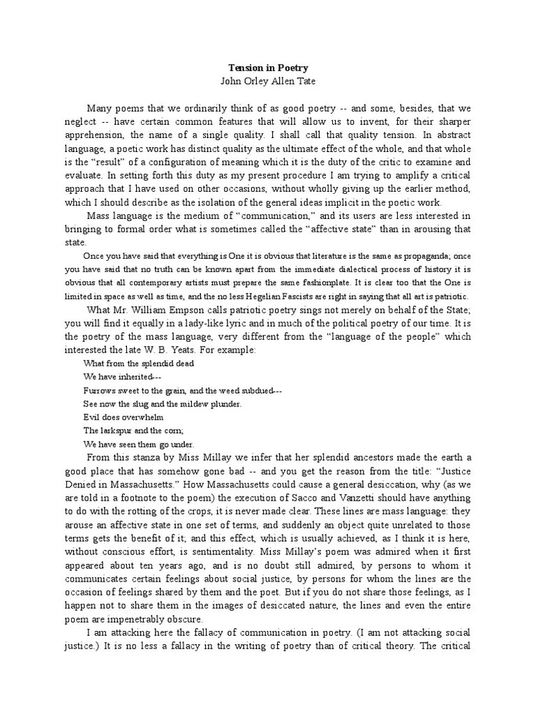 Tension Poetry Fallacy