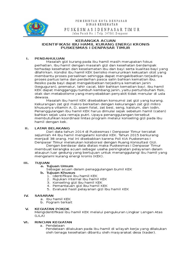 Kerangka Acuan Bumil Kek | PDF