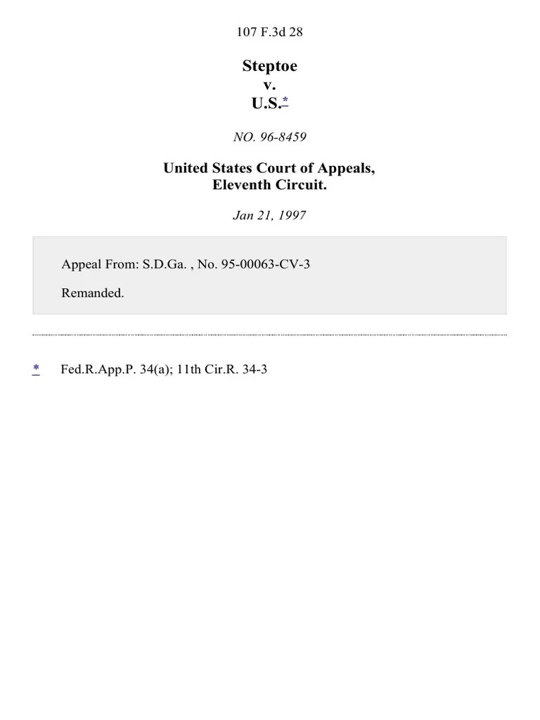 Steptoe v. United States, 107 F.3d 28, 11th Cir. (1997) PDF United