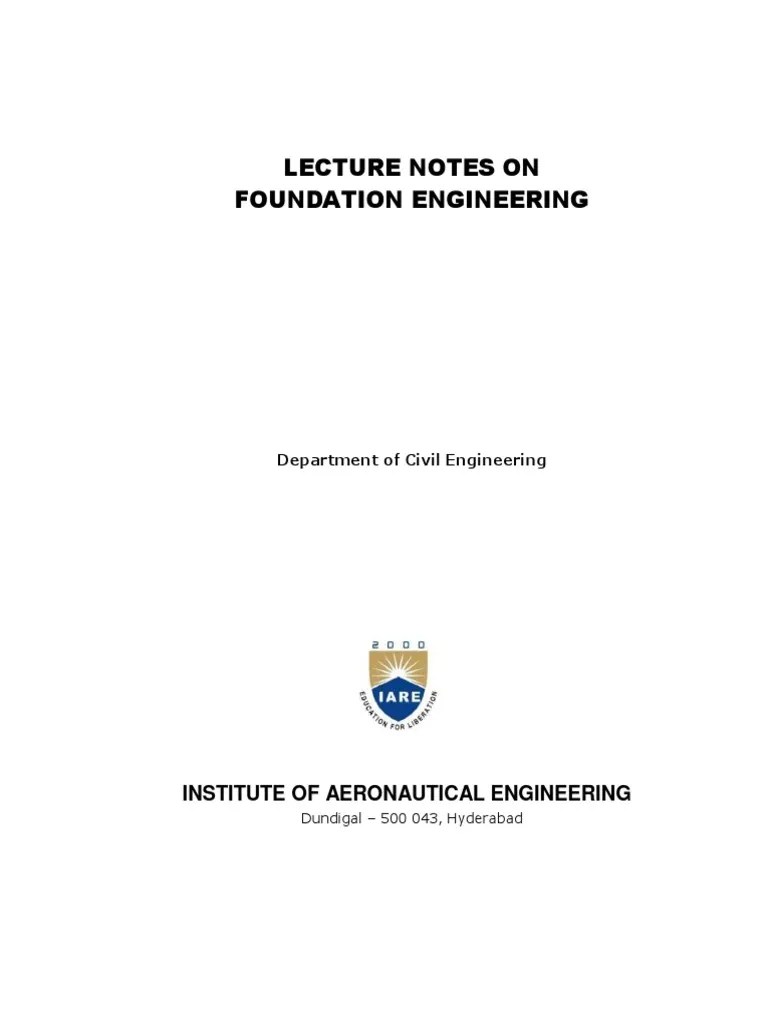 Foundation Engineering Notes PDF PDF Waves Deformation (Engineering)
