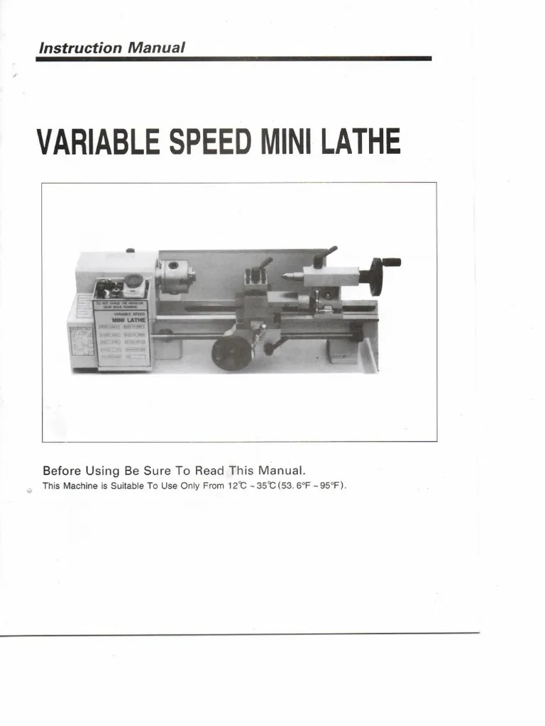CJ18 Mini Lathe Instruction Manual PDF