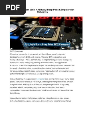 Mengenal Macam Jenis Arti Bunyi Beep Pada Komputer Dan Solusinya | PDF