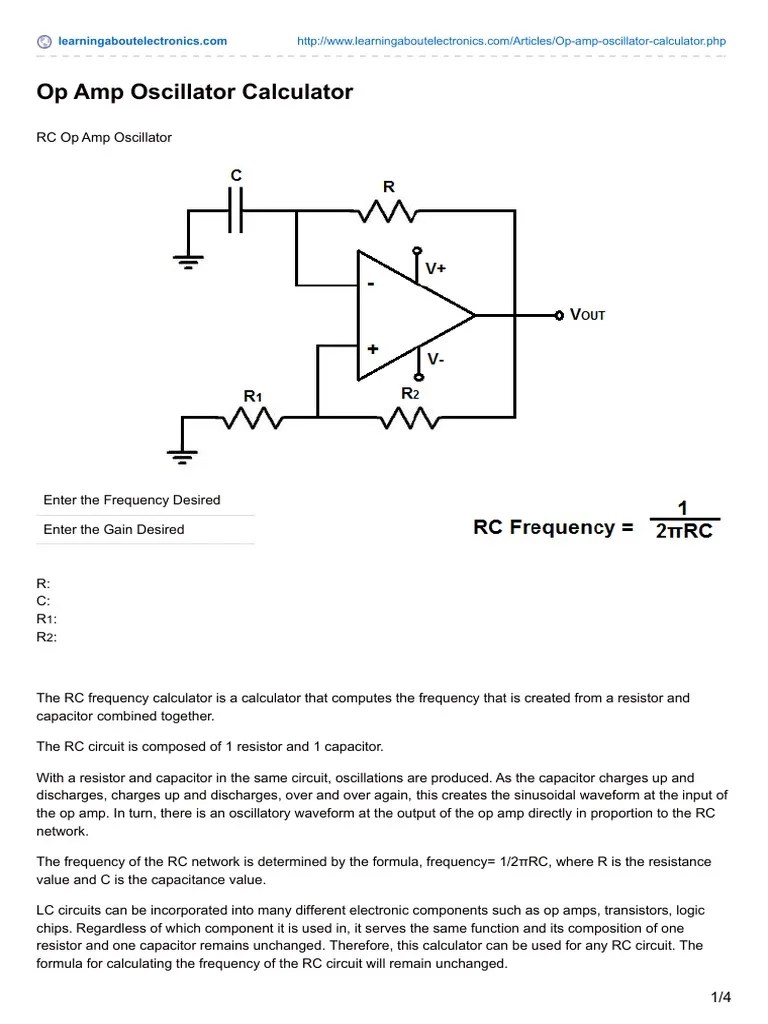 Amp Oscillator Calculator Hertz (77