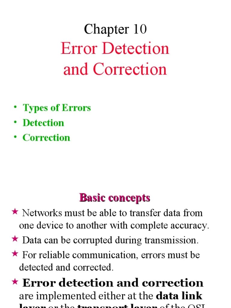 Error Detection and Correction Codes Ppt Error Detection And