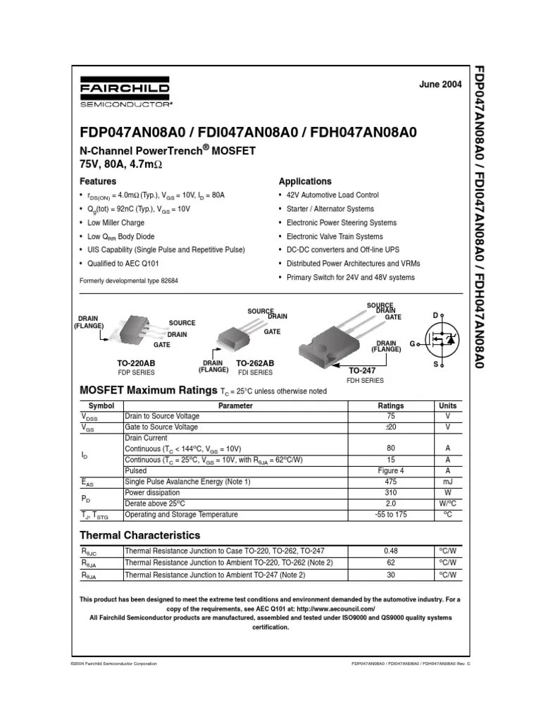 Data Sheet Field Effect Transistor Mosfet