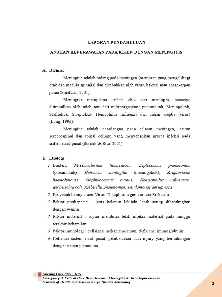 Laporan Pendahuluan Meningitis PDF