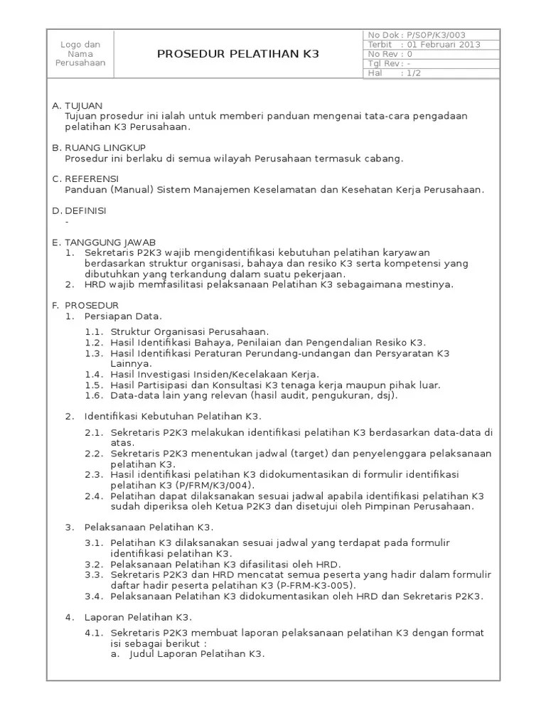 PSOPK3003 Prosedur Pelatihan K3(1).doc