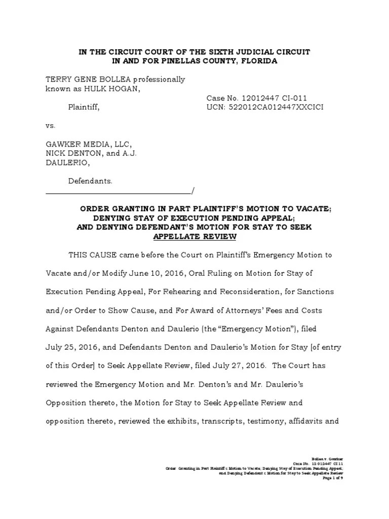 Order Re Emergency Motion To Vacate AndOr Modify June 10 PDF