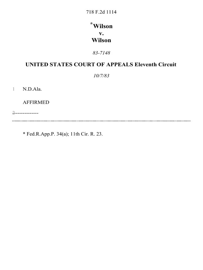 Wilson v. Wilson, 718 F.2d 1114, 11th Cir. (1983) PDF