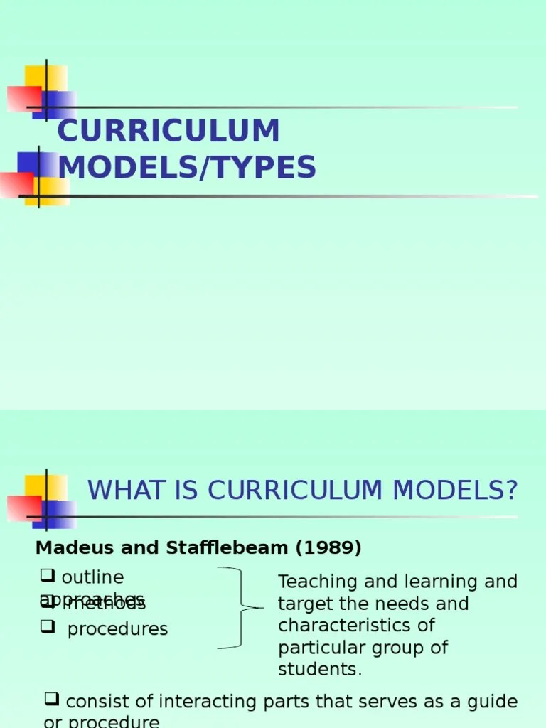 Curriculum Models and Types PDF Curriculum Evaluation