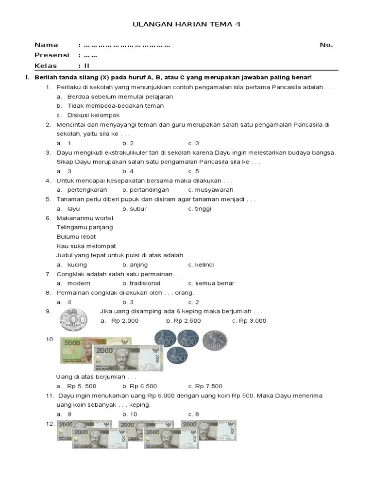 Soal Ulangan Tema 4 Kelas 2 SD | PDF