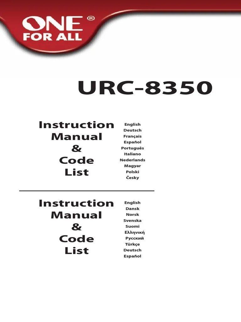 Manual Code List Urc 8350