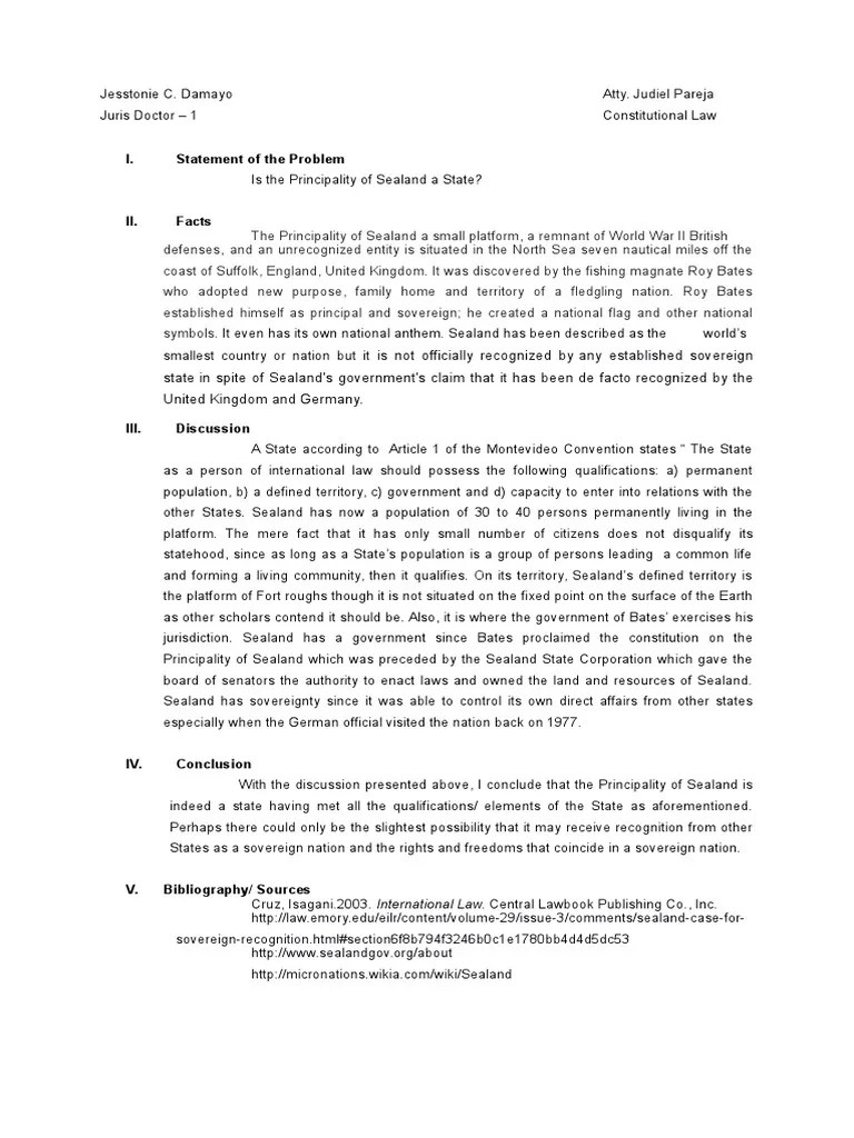 Sealand PDF Sovereignty Public Law