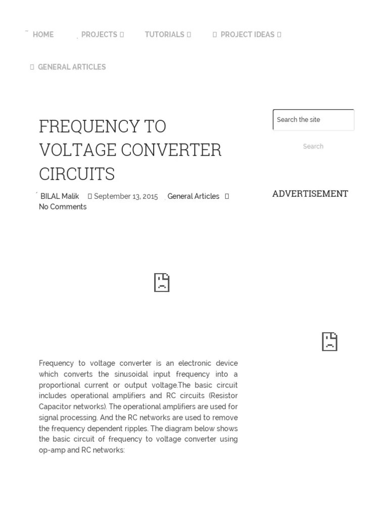 Frequency To Voltage Converter Circuit Diagram PDF Operational