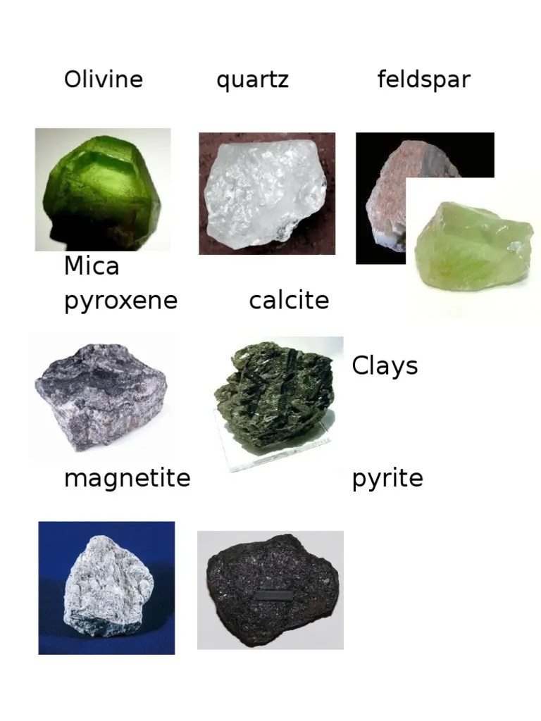 Mica Pyroxene Calcite Clays Olivine Quartz Feldspar PDF
