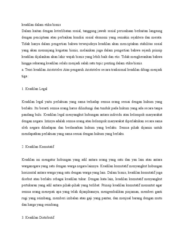 Keadilan Dalam Etika Bisnis | PDF