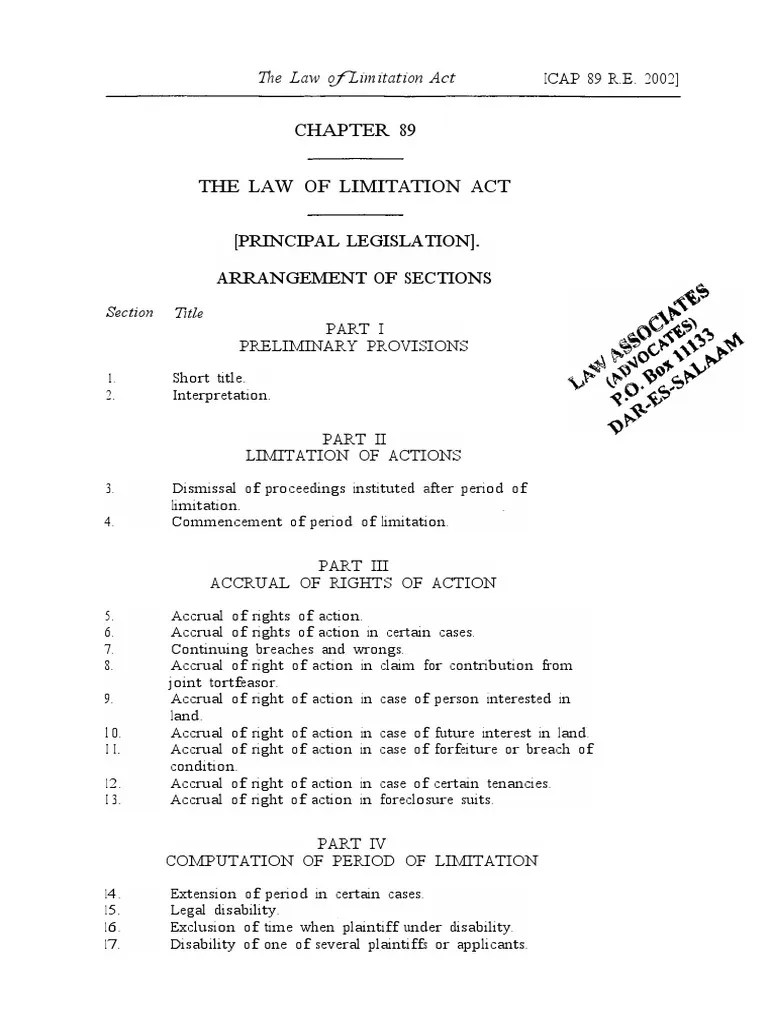 The Law of Limitation Act Mortgage Law Easement