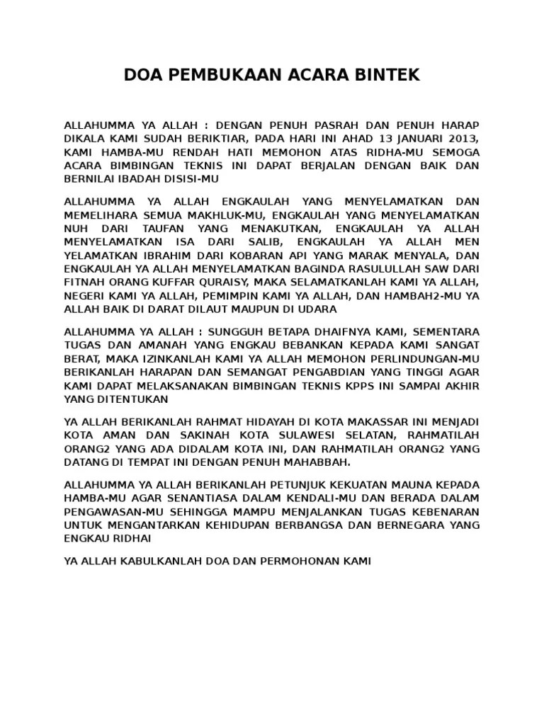Doa Pembukaan Acara Bintek | PDF