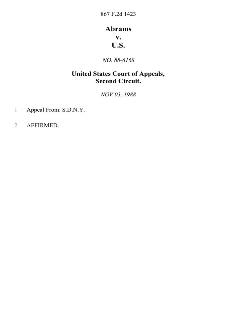 Abrams v. United States, 867 F.2d 1423, 2d Cir. (1988) PDF Federal