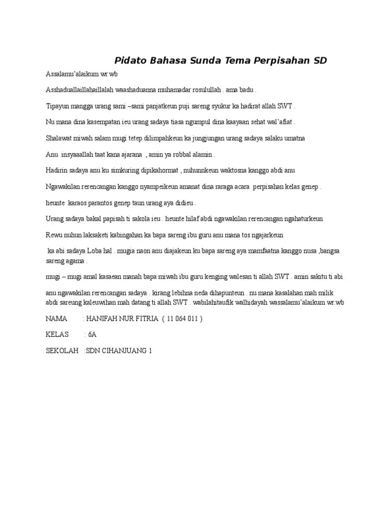 Pidato Bahasa Sunda Perpisahan – Penggambar