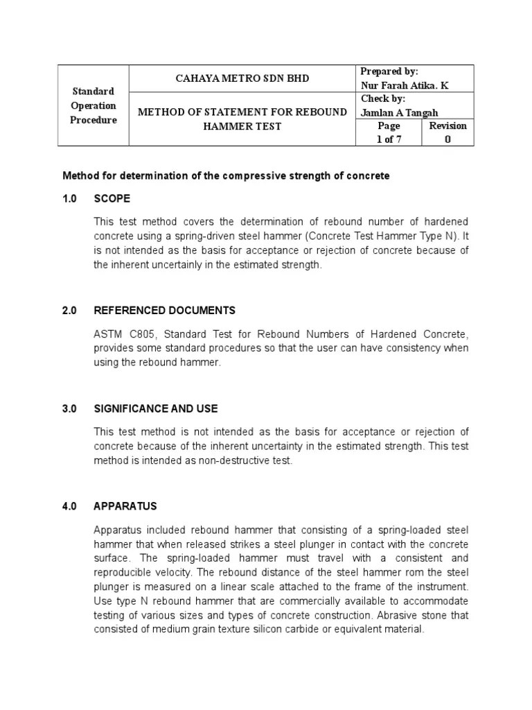 Rebound Hammer Test PDF Hammer Concrete