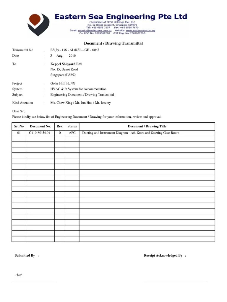 Transmittal Sample