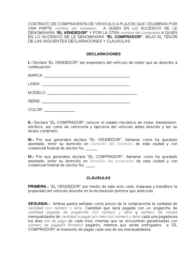 Contrato de Compraventa de Vehiculo a Plazos1 Gobierno