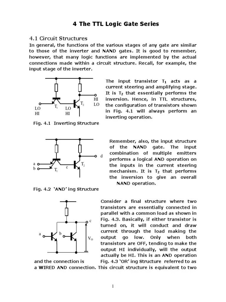 4 the TTL Logic Series Logic Gate Transistor