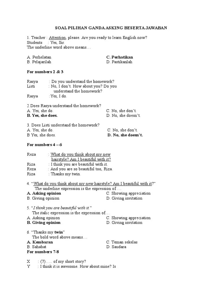 Ini adalah contoh soal suggestion dan advice kelas 11. Soal Dan Jawaban Bahasa Inggris Expression Kumpulan Contoh Surat Dan Soal Terlengkap