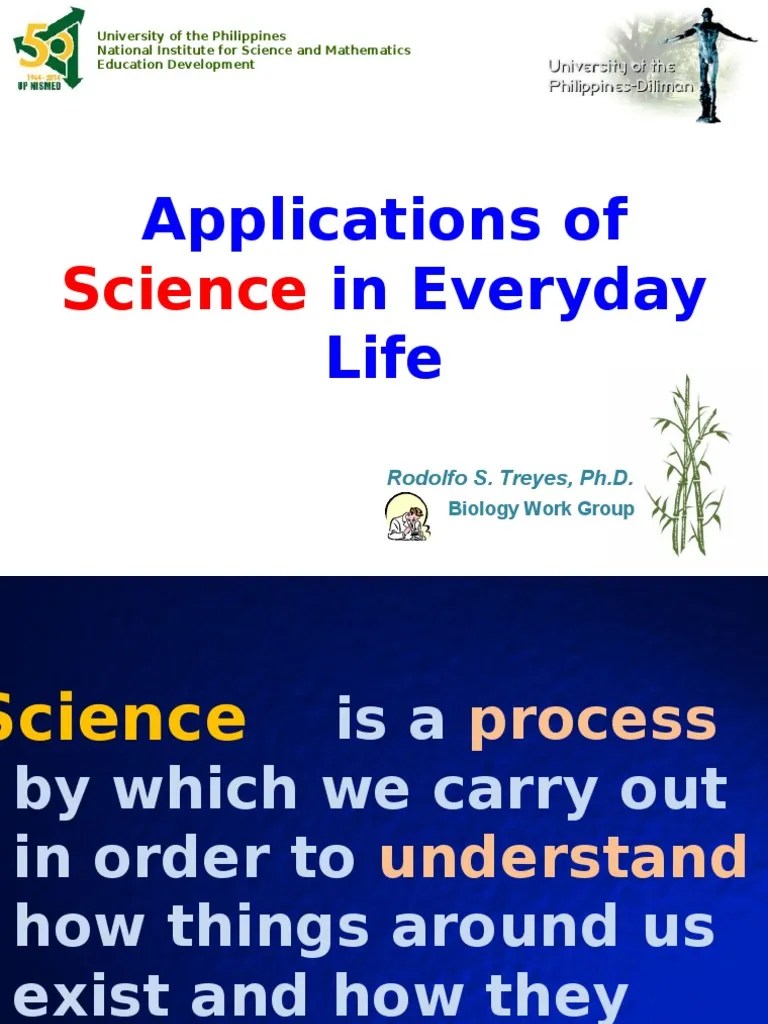 Application of Science in Everyday Life Science Education Science