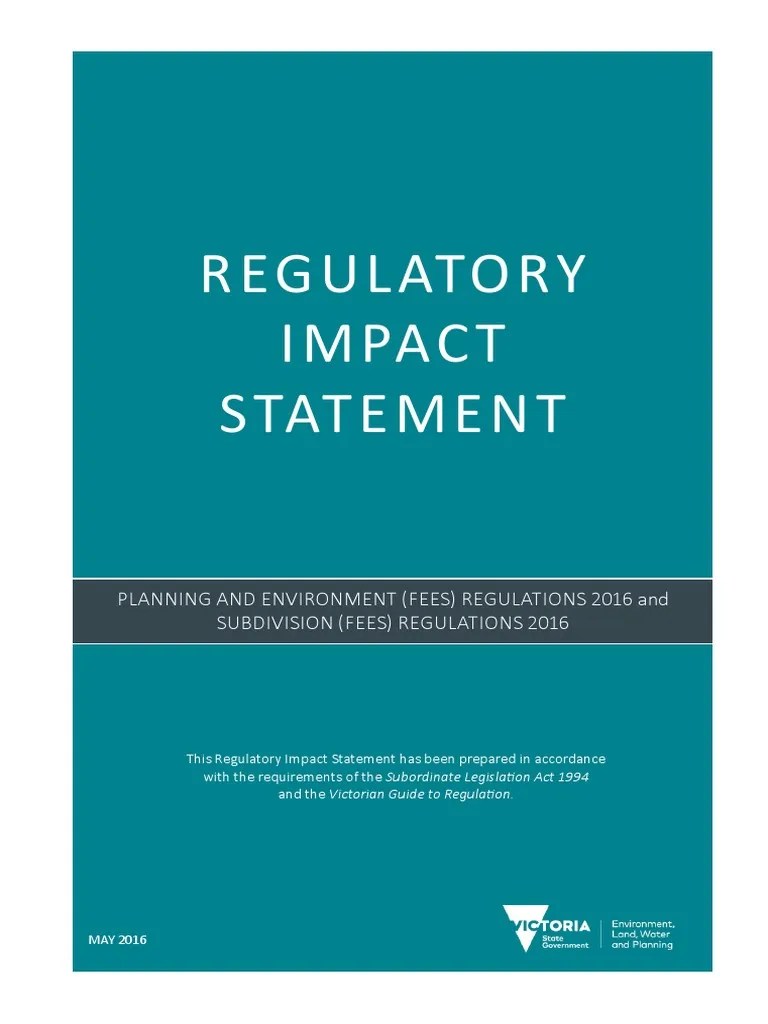 Regulatory Impact Statement PDF Fee CostBenefit Analysis