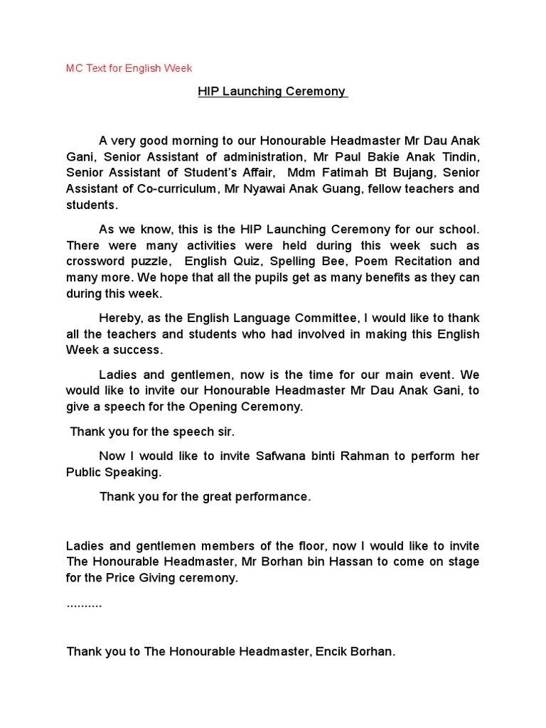 Opening Ceremony Emcee Script For Launch Event