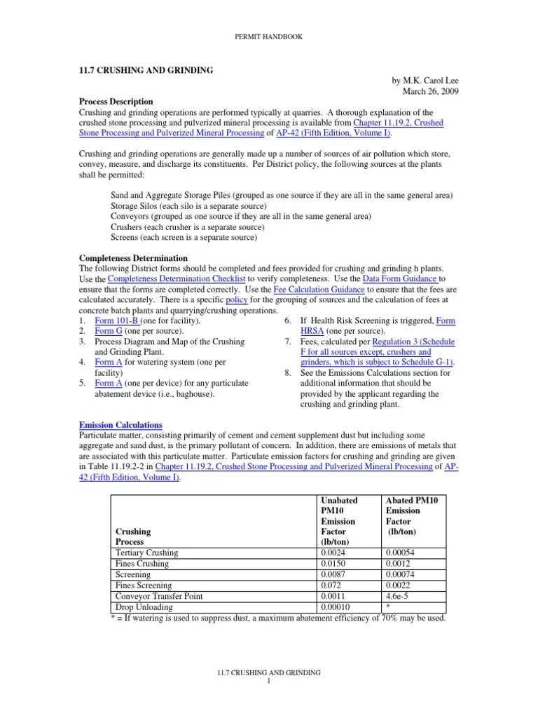 Crushing and Grinding PDF PDF Road Surface Air Pollution