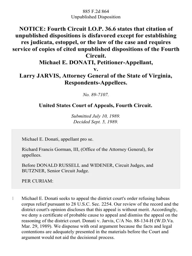 Michael E. Donati v. Larry Jarvis, Attorney General of The State of