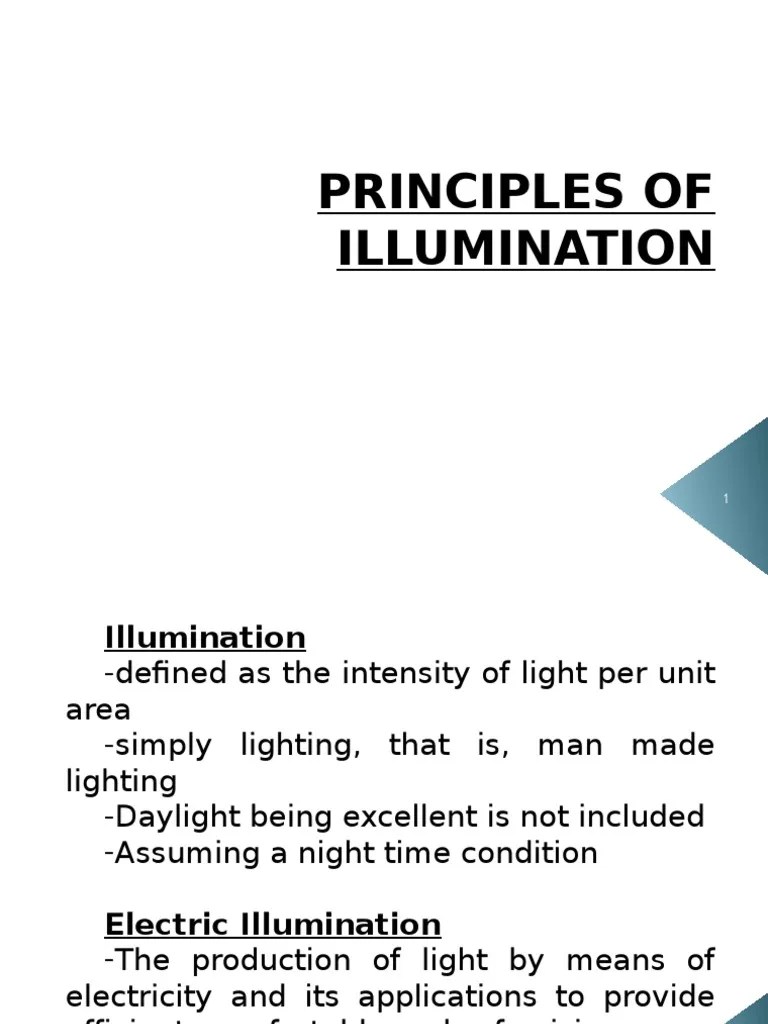 Principles of Illumination PDF Lighting Light
