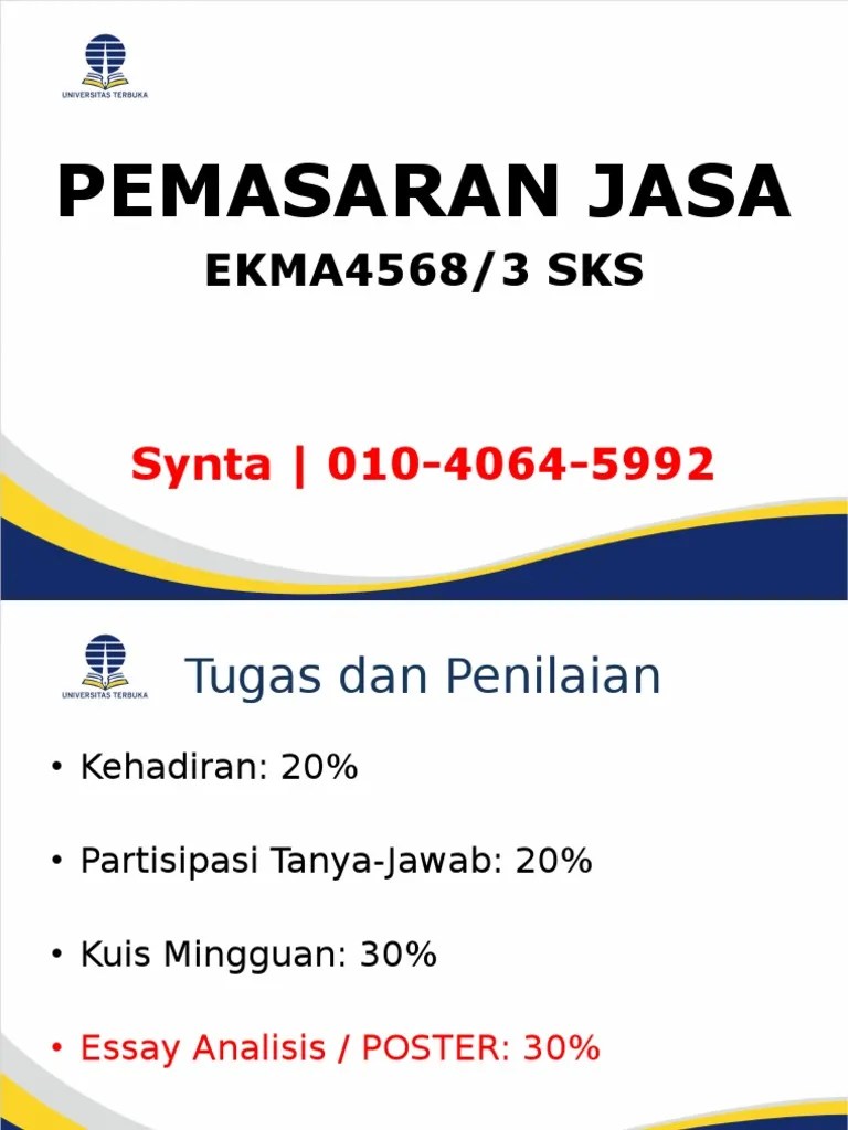 Pemasaran Jasa EKMA4568/3 SKS