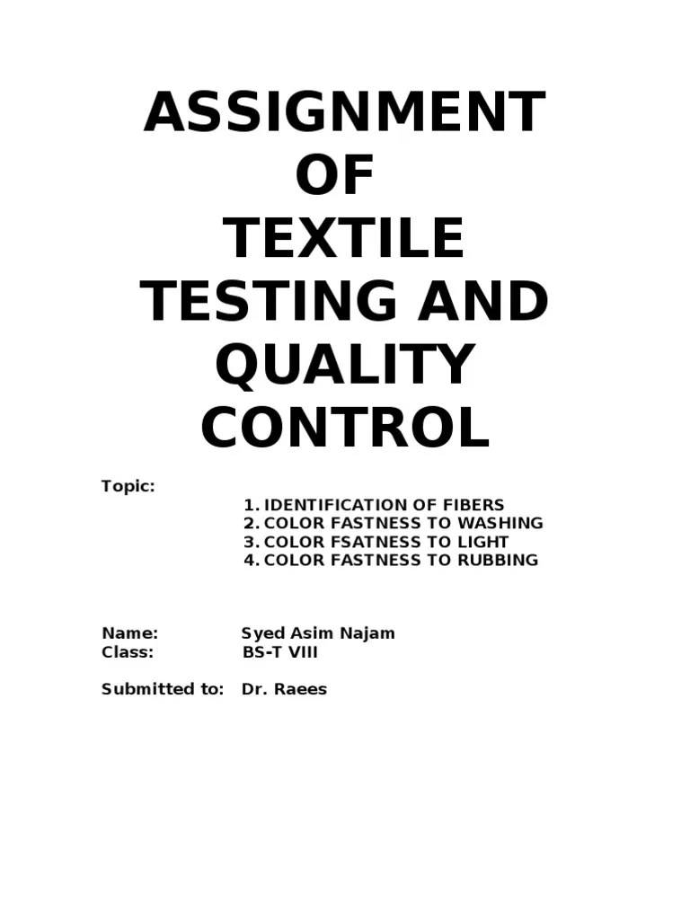 Textile Testing and Quality Control Fibers Rayon