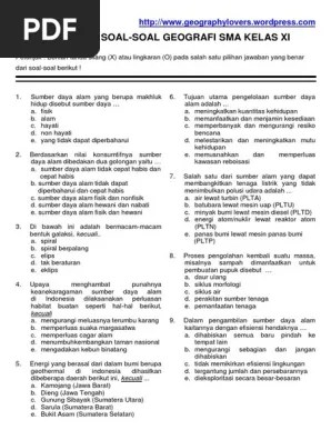 Soal Dan Jawaban Geografi Kelas Xi Semester 1 - Kumpulan Contoh Surat Dan Soal Terlengkap