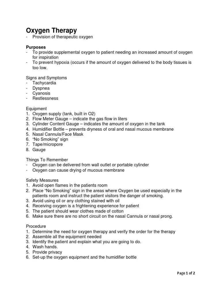 Oxygen Therapy PDF Medicine Clinical Medicine